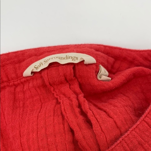 Soft Surroundings Marley gauze tunic shirt top blouse red cotton crinkle Large - Picture 4 of 4